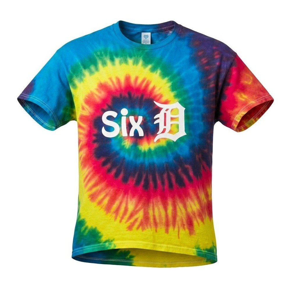 Tie Dye Detroit Tigers Old English D T Shirt Rainbow Spiral Festival Tee XL